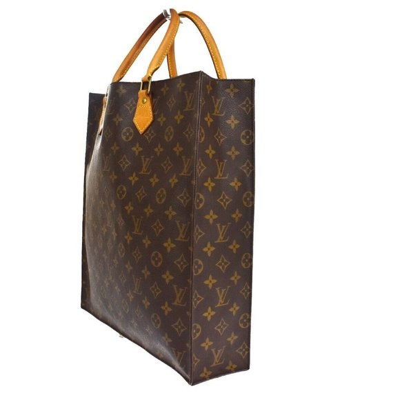 LOUIS VUITTON Logo Sac Plat Hand Tote Bag Monogram Leather Brown M51140 81YA132 - Picture 2 of 16